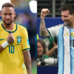 A collage of Lionel Messi and Neymar Jr.