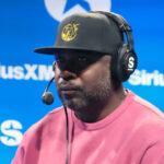 Marshall Faulk on the Schein on Sports show on the SiriusXM NFL radio set at the Super Bowl LX media center at the Moscone Center.