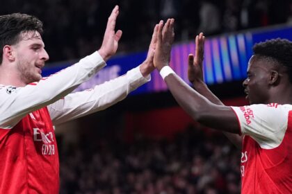 Declan Rice and Bukayo Saka